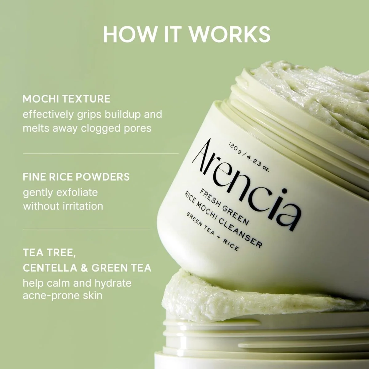 پاک کننده صورت آرنسیا کره ای برنج موچی-arencia rice mochi cleanser - تصویر 2