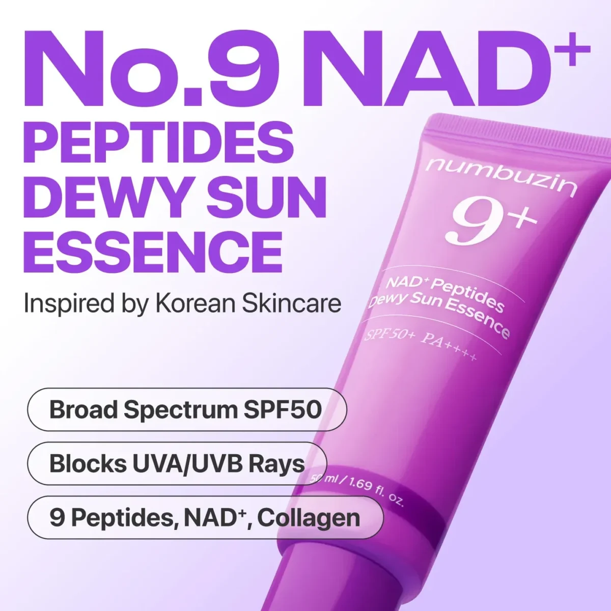 کرم ضد آفتاب نومبوزین -Nombuzzin No. 9 Essence Nad+ and Peptides Sunscreen for a Dewy Glow - تصویر 2