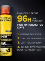اسپری ضد تعریق مردانه 96 ساعته لورال 250ml Invincible Sport - تصویر 2