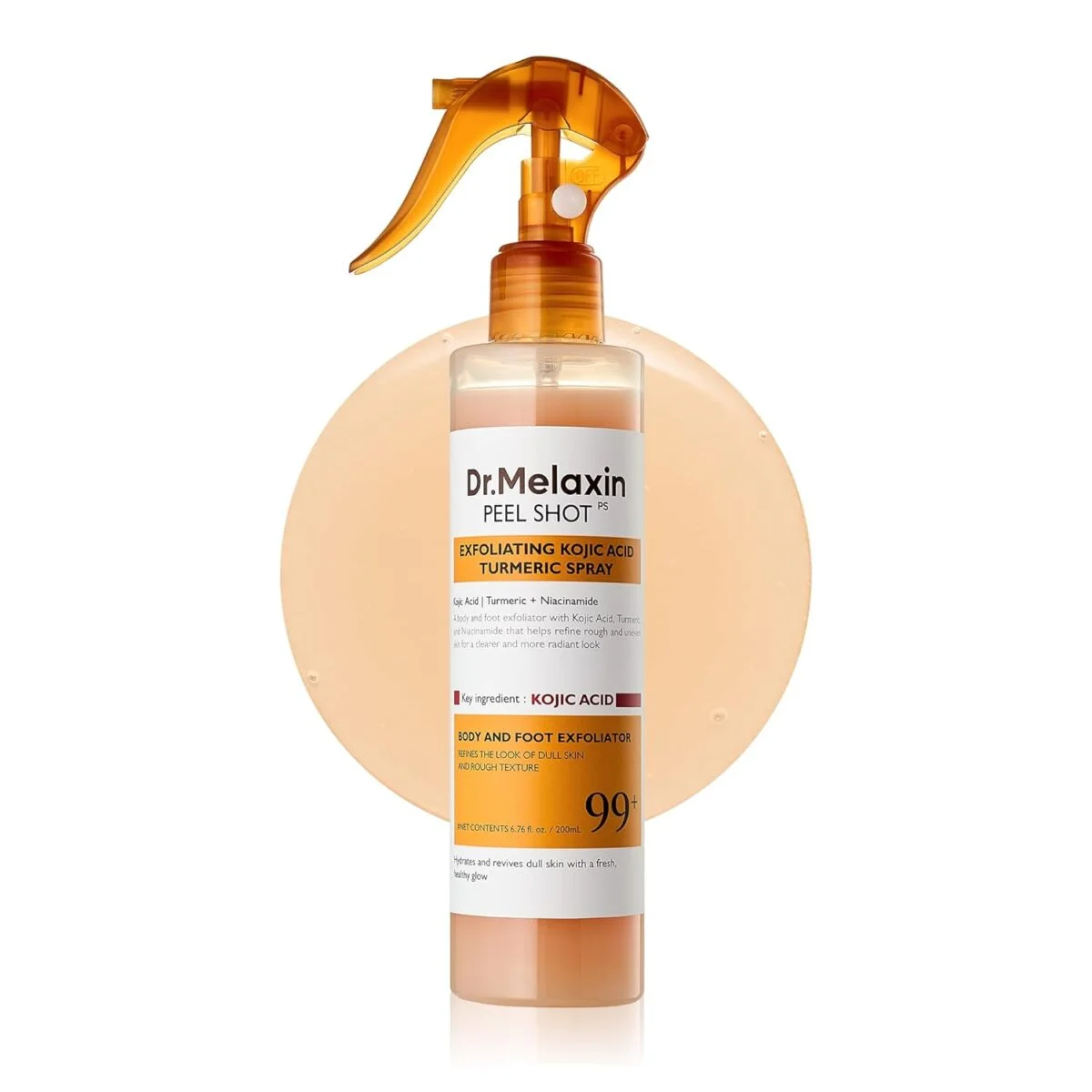اسپری لایه بردار بدن دکتر ملکسین پیل شات با اسید کوجیک و زردچوبه Dr.Melaxin Peel Shot Kojic Acid Turmeric Body Exfoliator Spray