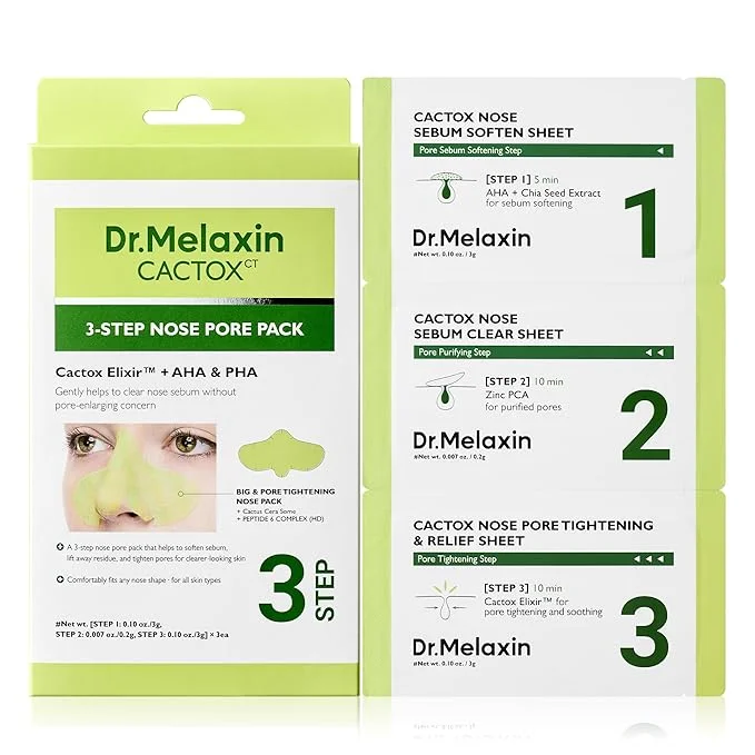 71rcjUfEMnL._SX679_ پک ماسک بینی 3 مرحله کاکتوس دکتر ملاکسین DR.MELAXIN CACTOX 3-Step Nose Mask Pack - تصویر 1