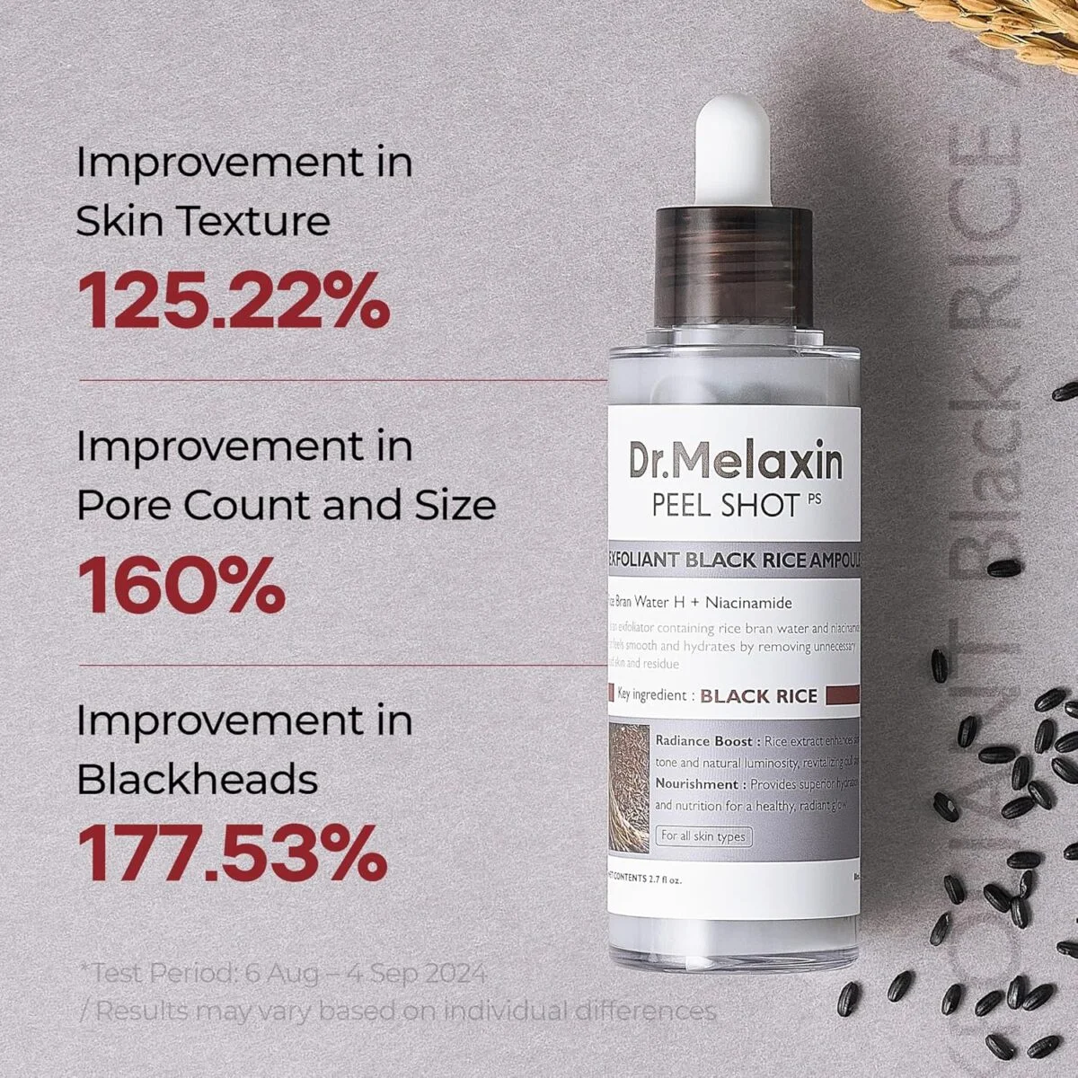پیلینگ شات برنج سیاه دکتر ملاکسین Dr.Melaxin Peel Shot Glow Black Rice Peeling - تصویر 6
