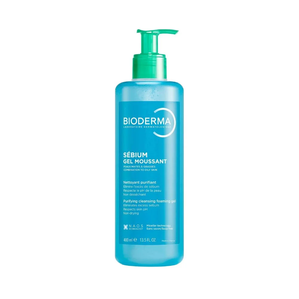 Biodera-Sebium-Foaming-Gel-new01 ژل شستشوی صورت بایودرما پوست چرب Bioderma Purifying Cleansing Gel 400ml - تصویر 1