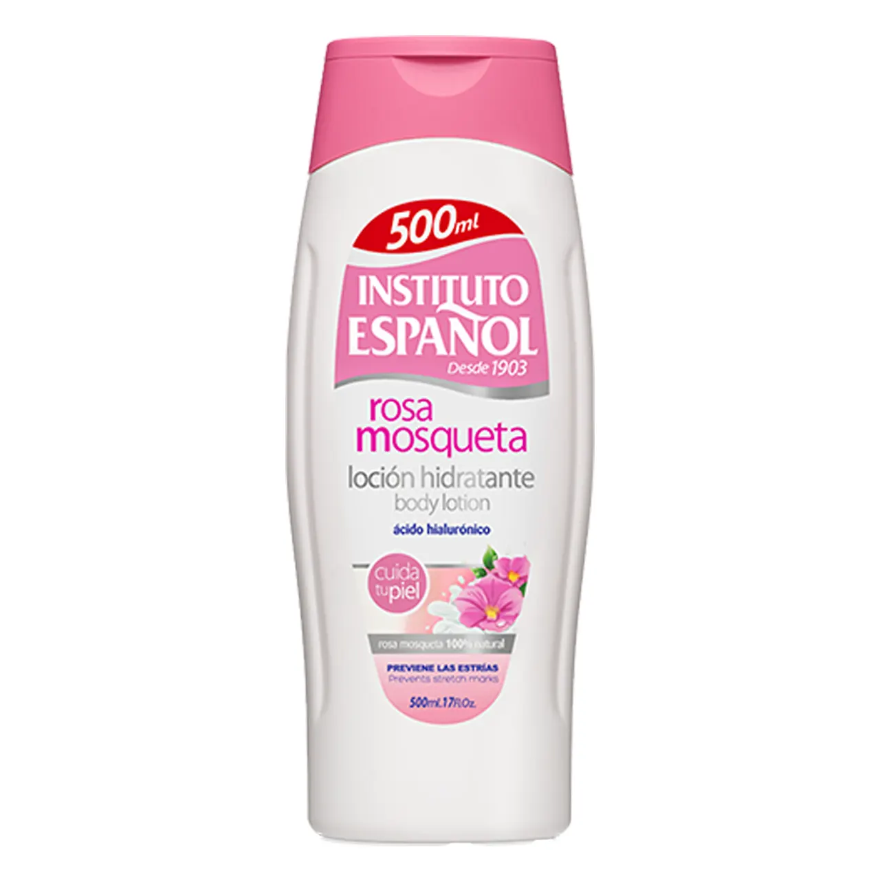 Instituto-Espanol-rosa-mosqueta-locion-hidratante-body-lotion-500ml-1 لوسیون دست و بدن گل رز اسپانول Instituto Espanol - تصویر 1