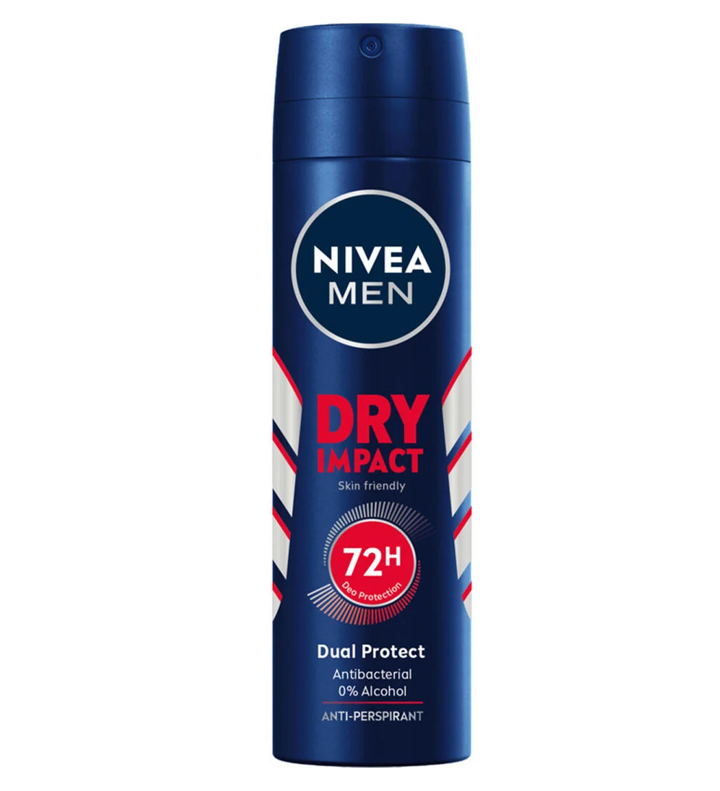 Nivea-Dry-Impact-Deodorant-Spray-150ml.khanoumi-202362511123658 اسپری مردانه نیوا Dry Impact حجم 150 میل - تصویر 1